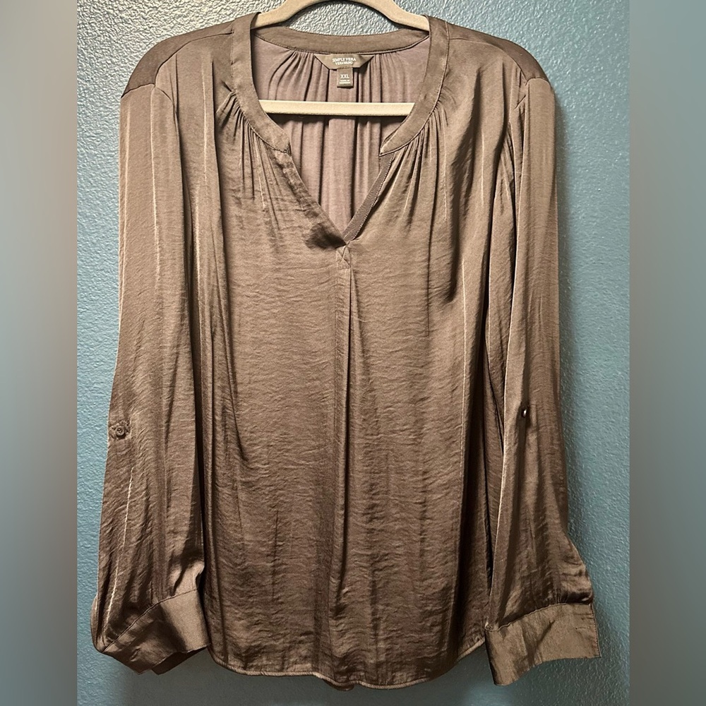 Simply Vera Vera Wang Roll-Tab Sleeve Popover Blouse